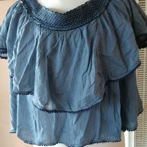 Off the shoulder chambray top